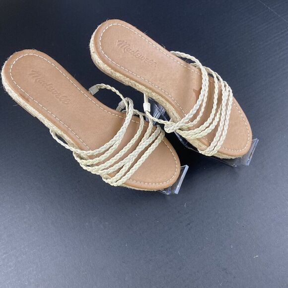 Madewell Women’s Kathryn Braided Leather Espadrille Slide Sandals Ivory Size 9 - Picture 10 of 16